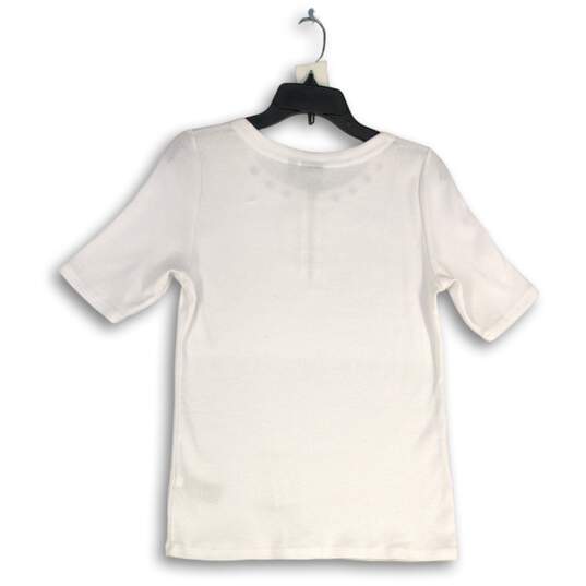 NWT Rafaella Womens White Quarter Zip Short Sleeve Blouse Top Size Small image number 2
