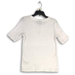 NWT Rafaella Womens White Quarter Zip Short Sleeve Blouse Top Size Small alternative image