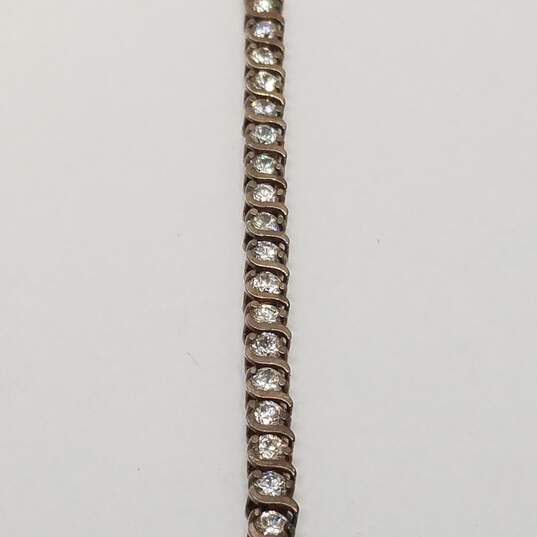 Sterling Silver Crystal 7in Tennis Bracelet 11.3g image number 4