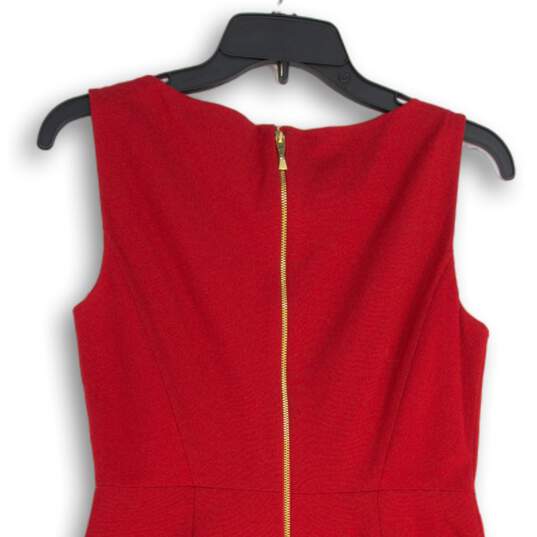 NWT Kate Spade Womens Red Boat Neck Bow Sleeveless Back Zip Sheath Dress Size 4 image number 4