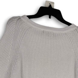 Womens White Knitted Long Sleeve Round Neck Pullover Sweater Size XL alternative image