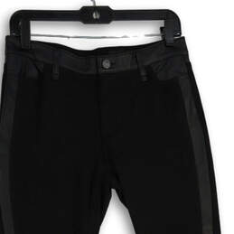 NWT Womens Denim Dark Wash Leather Strip Skinny Leg Jeans Size 8 alternative image