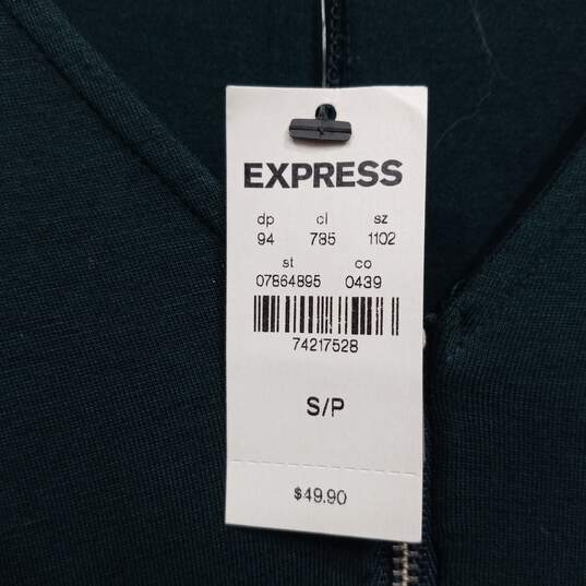 Express Women's Dark Green 3/4 Zip Fit & Flare Mini Dress Size S NWT image number 3