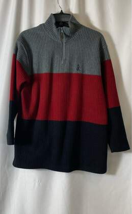 Ralph Lauren Womens Multicolor Long Sleeve Ribbed 1/4 Zip Pullover Sweater Sz PP