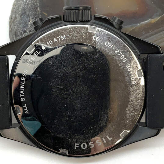 Designer Fossil Decker Chronograph Black Round Dial Analog Wristwatch image number 4