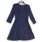 Karen Kane Womens Blue 3/4 Sleeve Surplice Neck Drape Faux Wrap Dress Size M image number 1