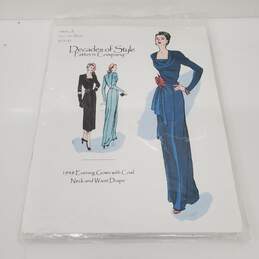 Decades of Style Pattern Company: 1948 Evening Gown with Cowl Neck and Waist Drape Pattern