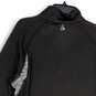 Womens Black Gray Long Sleeve 1/4 Zip Mock Neck Pullover T-Shirt Size L image number 4