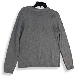 Womens Gray Long Sleeve Crew Neck Button Front Cardigan Sweater Size Medium alternative image