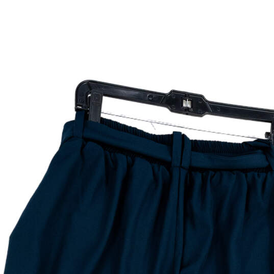 NWT Womens Blue Flat Front Slash Pockets Wide Leg Paperbag Pants Size 2 image number 4