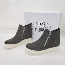 Steve Madden Women's Wedgie Grey Suede Sneakers Size 8.5