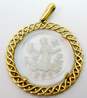 Vintage Crown Trifari Virgo Zodiac Astrology Carved Glass & Gold Tone Medallion Pendant 16.6g image number 4