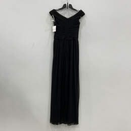 NWT Womens Black Mesh Off The Shoulder Back Zip Long Maxi Dress Size 4 alternative image