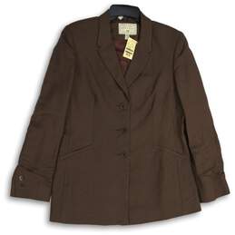 NWT Express Womens Brown Notch Lapel Long Sleeve Three Button Blazer Size 11/12