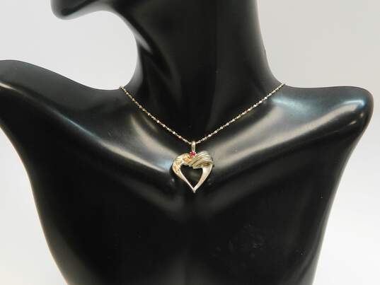 Romantic 925 Black Hills Sterling Spinel Open Heart Pendant Necklace 4.1g image number 1