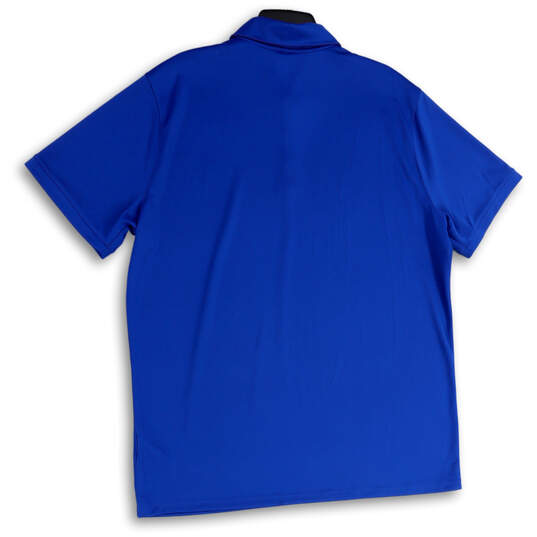 Mens Blue Dri-Fit Short Sleeve Side Slit Collared Polo Shirt Size X-Large image number 2