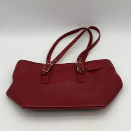 Coach Womens Red Leather Logo Charm Double Handle Tote Handbag Purse alternative image