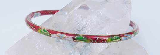 Vintage Cloisonne Enamel Bangle Bracelets 42.4g image number 4