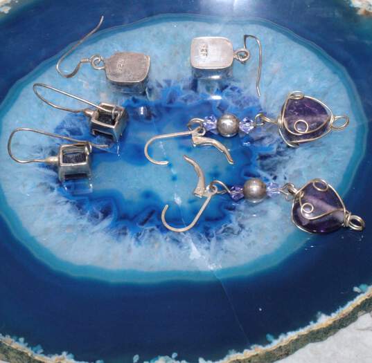 Bundle Of 3 Sterling Silver Purple Themed Earrings image number 3