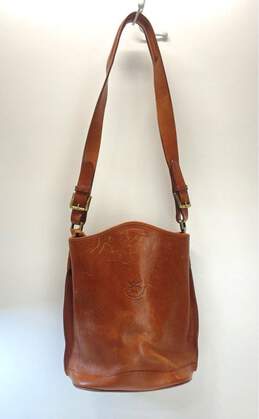 Fulfilment Back To Nature Brown Leather Bucket Tote Bag