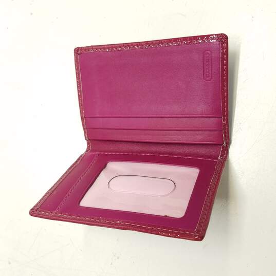 Buy the Coach Magenta Patent Leather Card Wallet