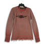 Womens Red Crew Neck Long Raglan Sleeve Pullover Sweatshirt Size Small image number 1