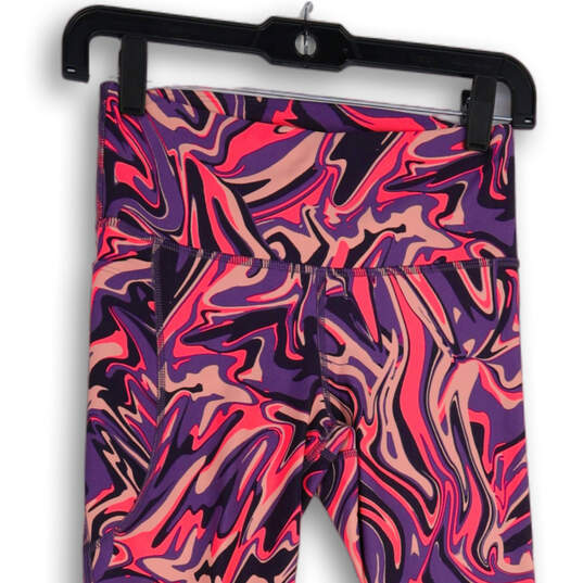 Womens Pink Purple Abstract Elastic Waist Pull-On Ankle Leggings Size Small image number 4