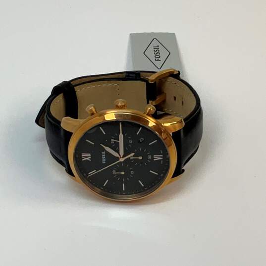 NWT Designer Fossil FS5381 Black Strap 12-Hour Dial Quartz Analog Wristwatch image number 1