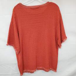 Wm Zara Orange Textured Knit Sweater Fringe Edges Sz M alternative image