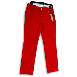 NWT Womens Red Denim Pockets Stretch Slim Straight Leg Jeans Size 1.5 Short