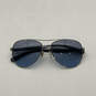 Mens Blue Silver Metal Full Rim Blue Lens Aviator Sunglasses With Case image number 3