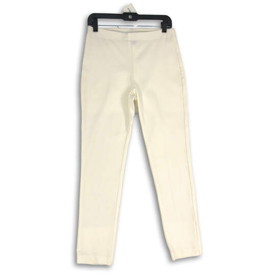 Buy the NWT Womens White Flat Front Straight Leg Pull-On Dress Pants Size  Small