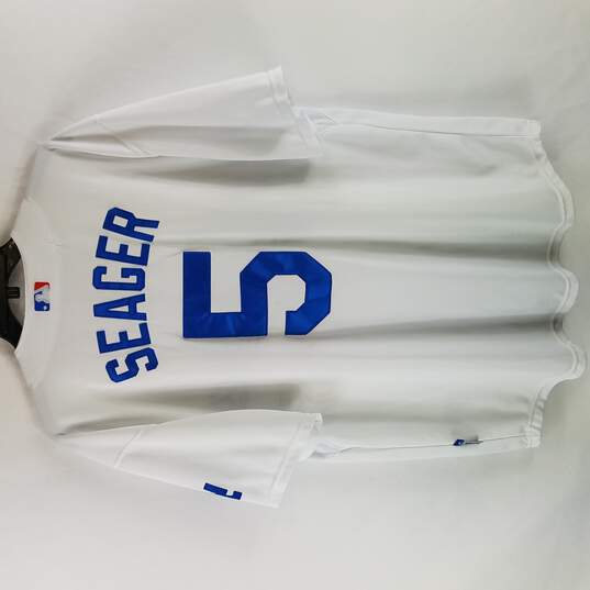 Majestic Men White MLB Dodgers Jersey #5 Seager 54 image number 2