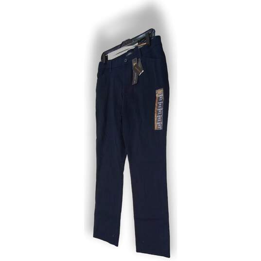 NWT Womens Navy Blue Flat Front Pockets Straight Leg Chino Pants Size 10 image number 2