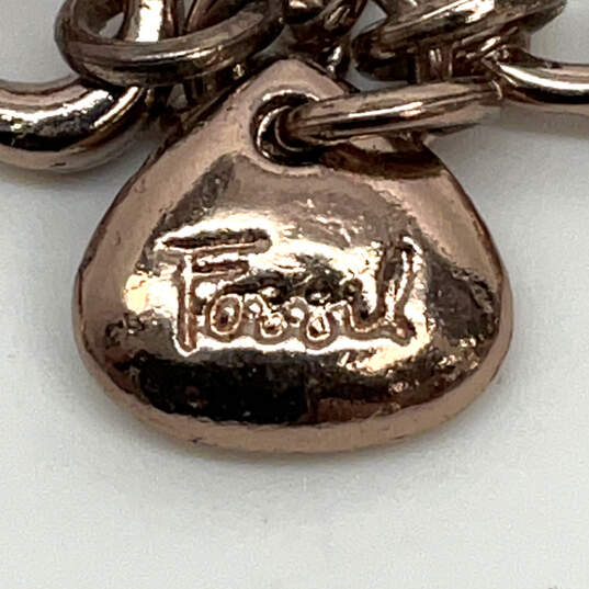 Designer Fossil Rose Gold-Tone Lobster Clasp Hammered Link Chain Necklace image number 4
