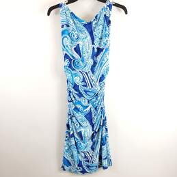 Ralph Lauren Women Blue Drape Ruched Dress Sz 8 alternative image