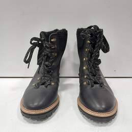 Land's End Women's Black Leather Lace-Up Boots Size 8B