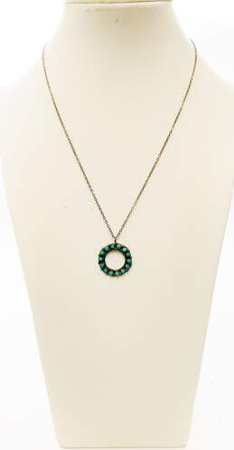 Artisan 925 Southwestern Turquoise Snake Eyes Open Circle Pendant Necklace