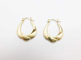 Elegant 14k Yellow Gold Brushed Hoop Earrings 1.4g