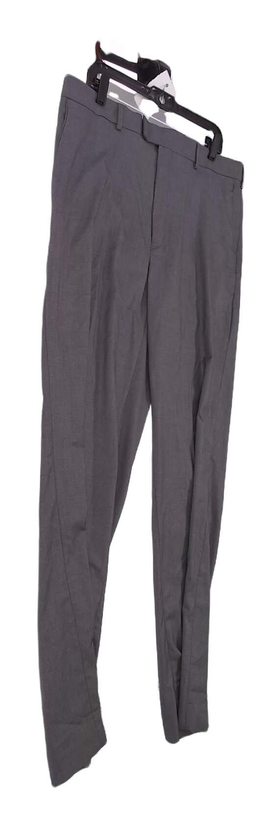 NWT Mens Gray Flat Front Straight Leg Slacks Dress Pants Size 36x32 image number 3