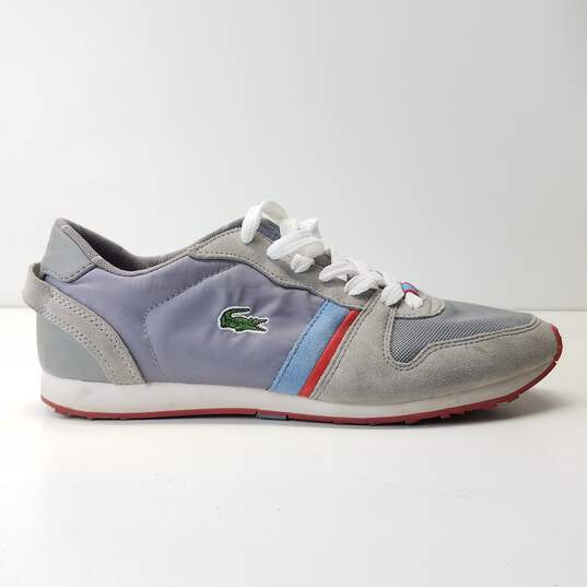 Lacoste Tevere Gray Mesh Suede Lace Up Low Sneakers Men's Size 8 image number 1