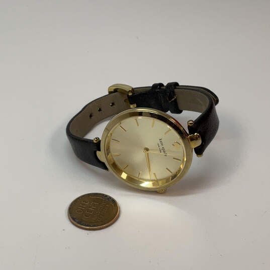 Designer Kate Spade Gold-Tone Leather Strap Round Dial Analog Wristwatch image number 3
