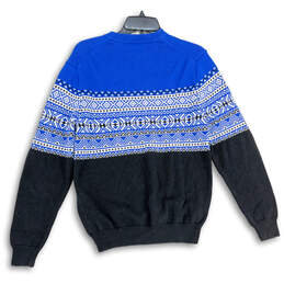 Mens Blue Fair Isle Crew Neck Long Sleeve Knit Pullover Sweater Size Small alternative image