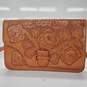 Hand Tooled Brown Leather Calla Lilly Crossbody Bag image number 2