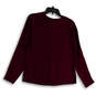 Womens Red Regular Fit Round Neck Long Sleeve Back Zip Blouse Top Size 8 image number 1