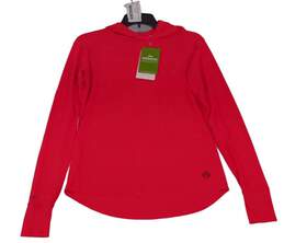 NWT Women Red Long Cuffed Sleeve Athletic Pull Over Hoodie Size S