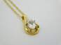 14K Yellow Gold White Topaz Pendant Necklace 3.0g image number 3