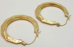 14K Yellow Gold Stamped Puffed Geometric Hoop Earrings 3.7g alternative image