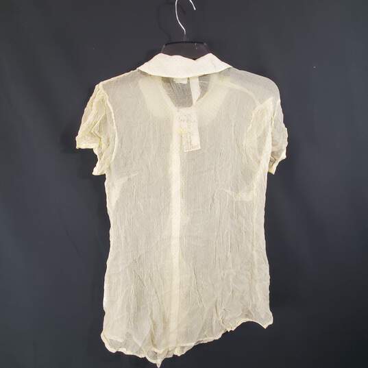 Guess Women Yellow Sheer Blouse Sz L NWT image number 4