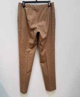 Womens Beige Wool Blend Flat Front Slash Pockets Dress Pants Size 38 alternative image